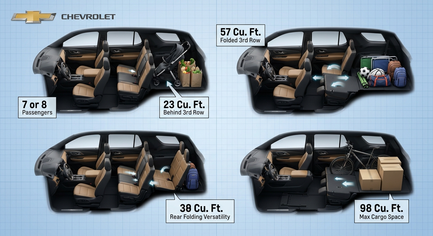 What Are the Seating and Cargo Capacities of the 2026 Chevrolet Traverse for Family Commuting? | Guntersville Chevrolet