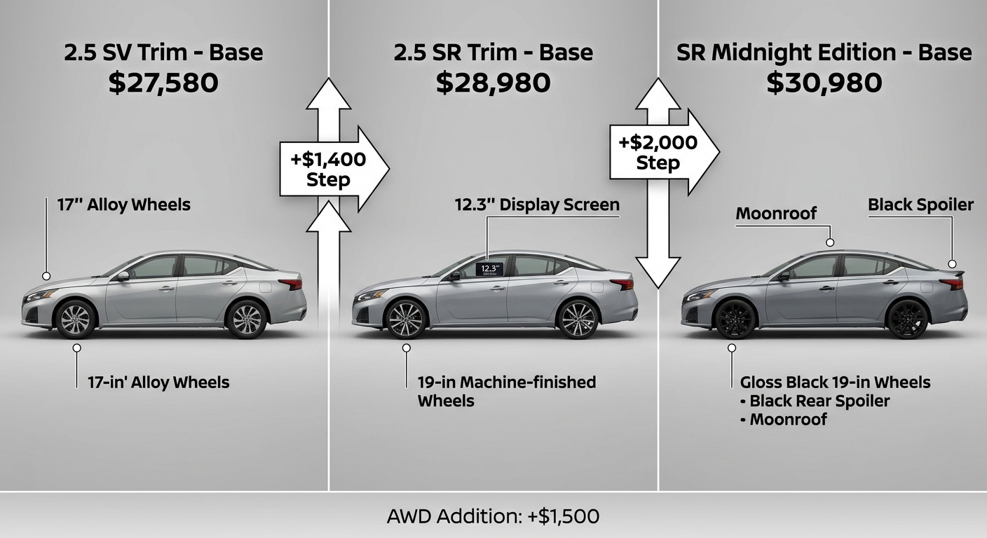 How Does Pricing Change Moving from the Altima SV to SR and SR Midnight Edition Trims? | Newton Nissan of Gallatin
